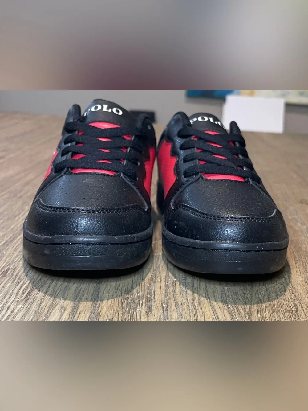 Polo By Ralph Lauren Blk/Red Sneakers, Youth Size 6